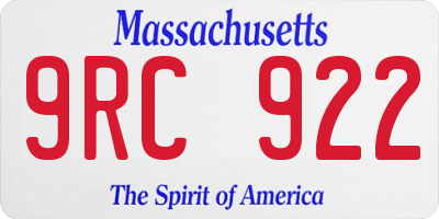 MA license plate 9RC922
