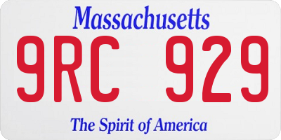 MA license plate 9RC929