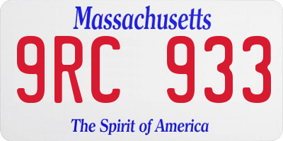 MA license plate 9RC933