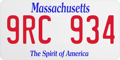 MA license plate 9RC934