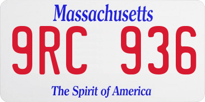 MA license plate 9RC936
