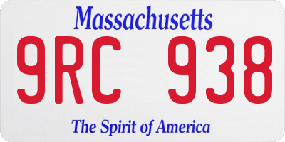 MA license plate 9RC938