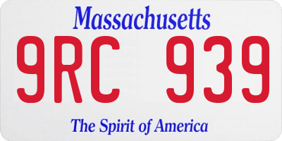 MA license plate 9RC939