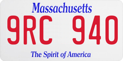 MA license plate 9RC940
