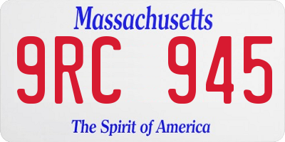 MA license plate 9RC945