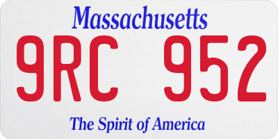 MA license plate 9RC952