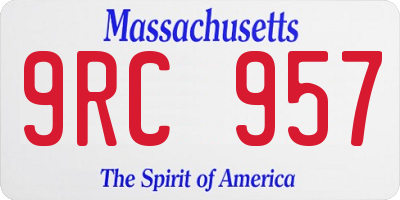 MA license plate 9RC957