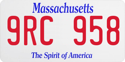 MA license plate 9RC958