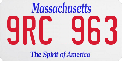 MA license plate 9RC963