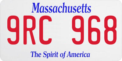 MA license plate 9RC968