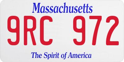 MA license plate 9RC972