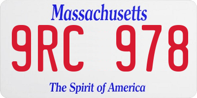 MA license plate 9RC978