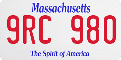 MA license plate 9RC980