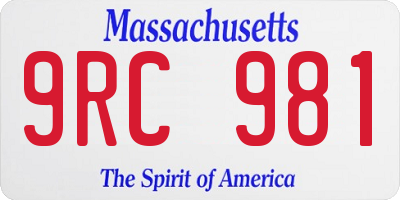 MA license plate 9RC981