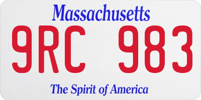 MA license plate 9RC983