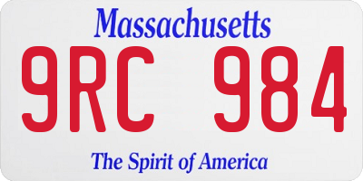 MA license plate 9RC984