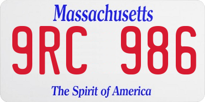 MA license plate 9RC986