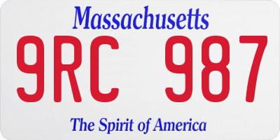 MA license plate 9RC987