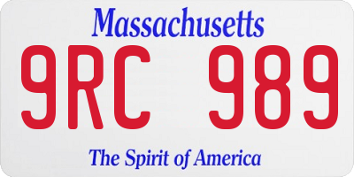 MA license plate 9RC989