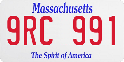 MA license plate 9RC991