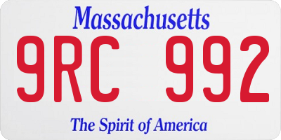 MA license plate 9RC992