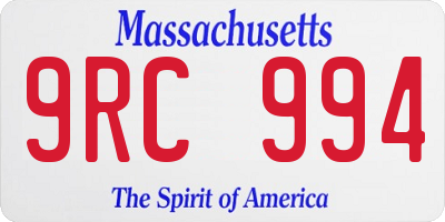 MA license plate 9RC994