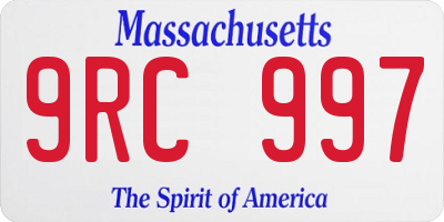 MA license plate 9RC997