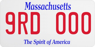 MA license plate 9RD000