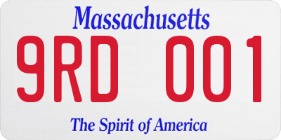 MA license plate 9RD001