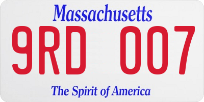 MA license plate 9RD007