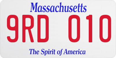 MA license plate 9RD010