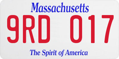MA license plate 9RD017