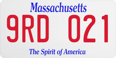 MA license plate 9RD021
