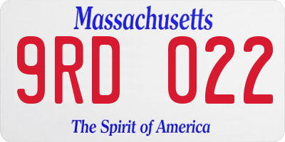 MA license plate 9RD022