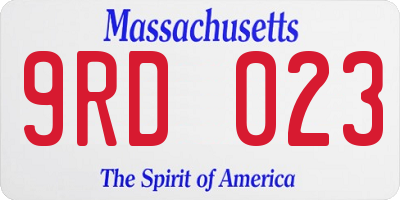 MA license plate 9RD023