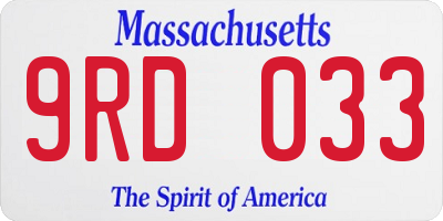MA license plate 9RD033