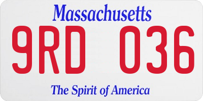 MA license plate 9RD036