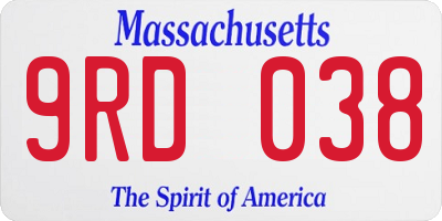 MA license plate 9RD038