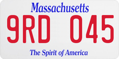 MA license plate 9RD045