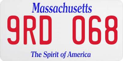 MA license plate 9RD068