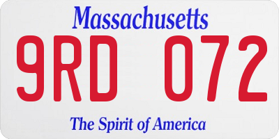 MA license plate 9RD072