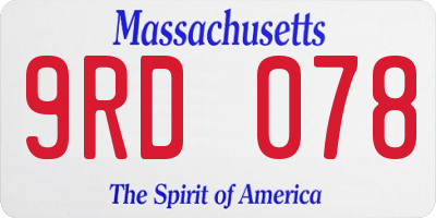MA license plate 9RD078