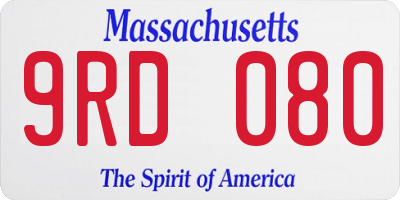 MA license plate 9RD080