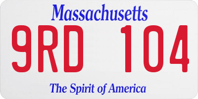 MA license plate 9RD104