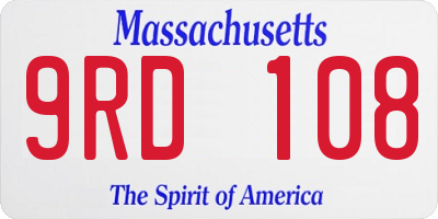 MA license plate 9RD108