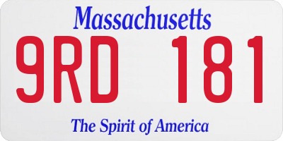 MA license plate 9RD181
