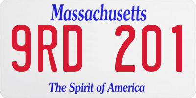 MA license plate 9RD201