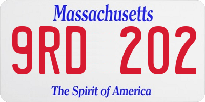 MA license plate 9RD202