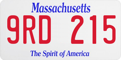 MA license plate 9RD215