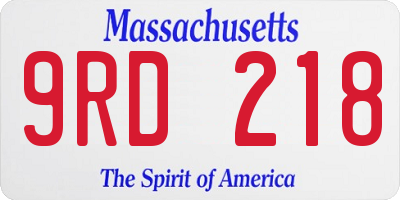 MA license plate 9RD218